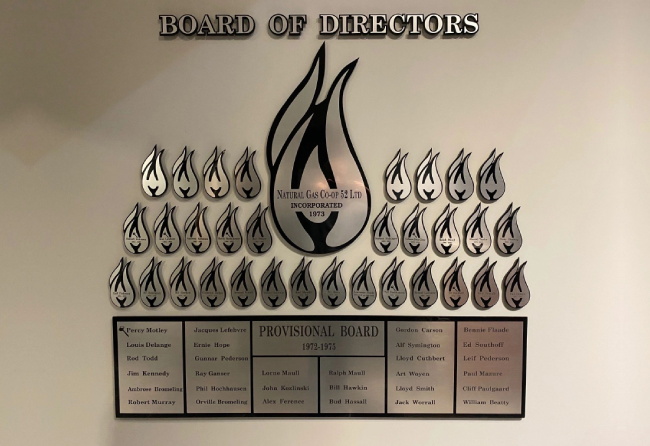 A plaque with the words board of directors on it.